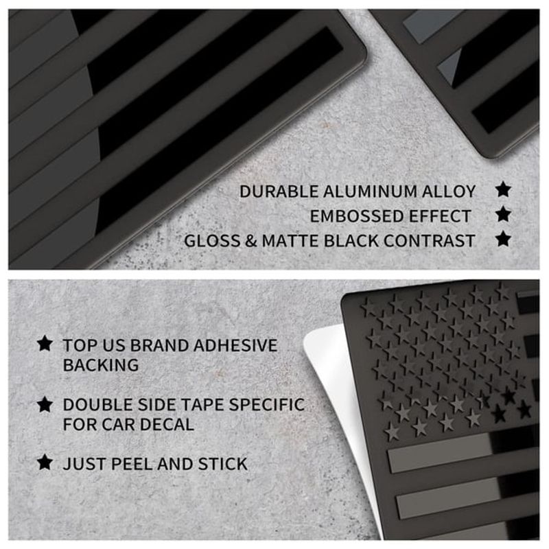 3D All-Black American Flag Emblem Decal